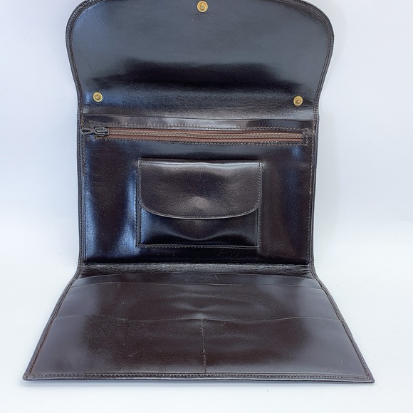 Longchamp Vintage Lambskin Clutch Shoulder Bag in Dark Brown - Picture 3 of 9